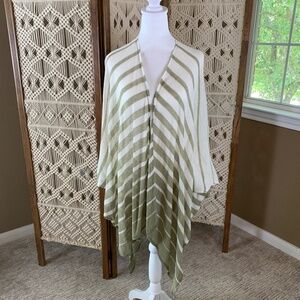 Zighilli cotton blend green cream stripe wrap OSFA new made in Italy